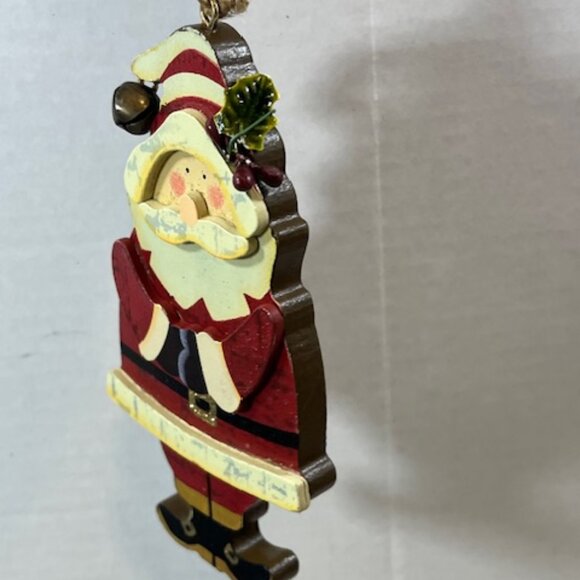 Wooden Christmas Santa Holiday Hanging Tree Ornament 5.5" - Picture 4 of 9